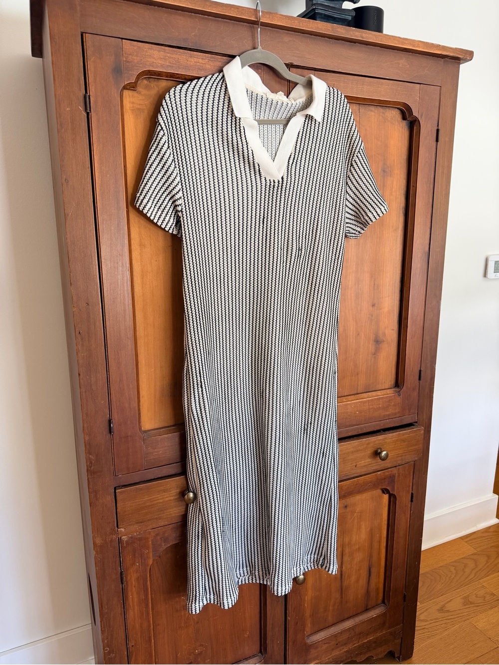 Blue tassel collared midi dress